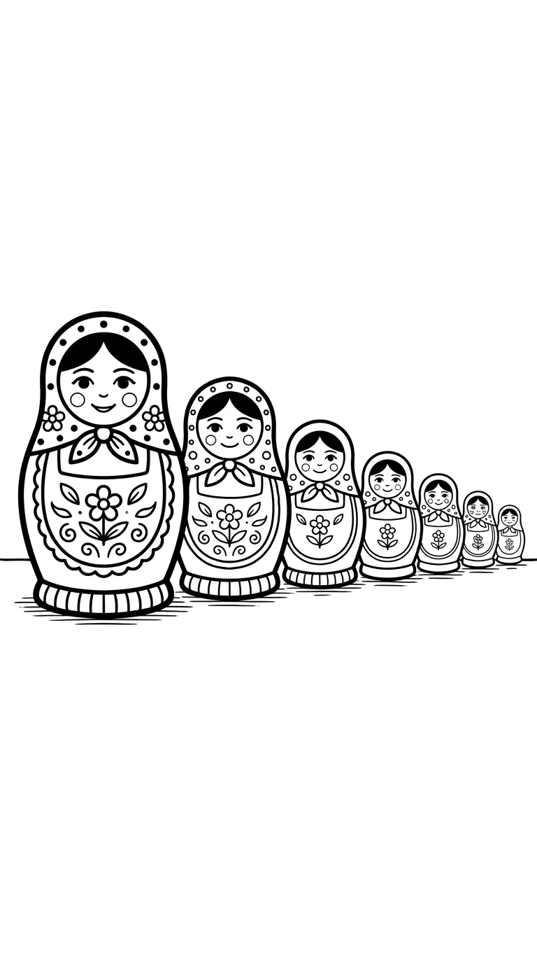 coloriage Matriochkas gratuit a imprimer