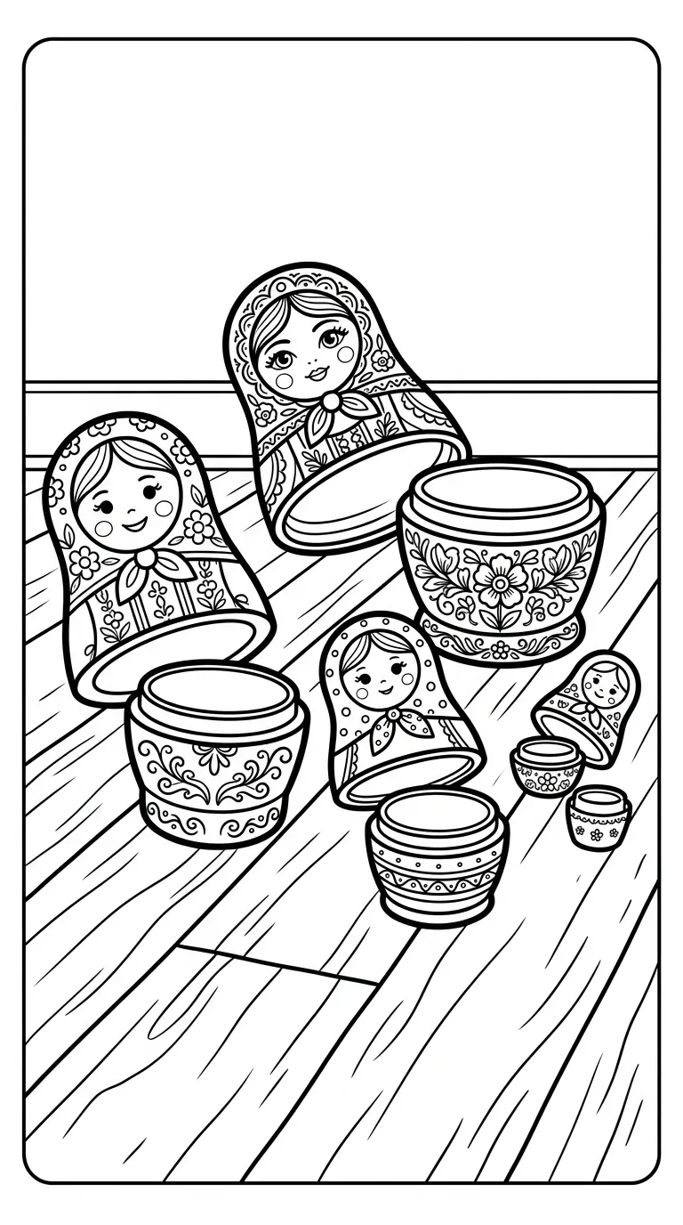 coloriage Matriochkas pour enfant de 10 ans