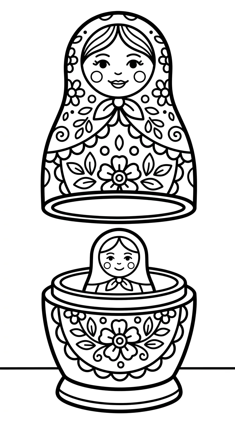 coloriage Matriochkas à imprimer pour enfant de 3 ans