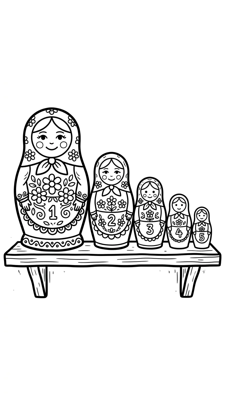 coloriage Matriochkas gratuit en ligne 2