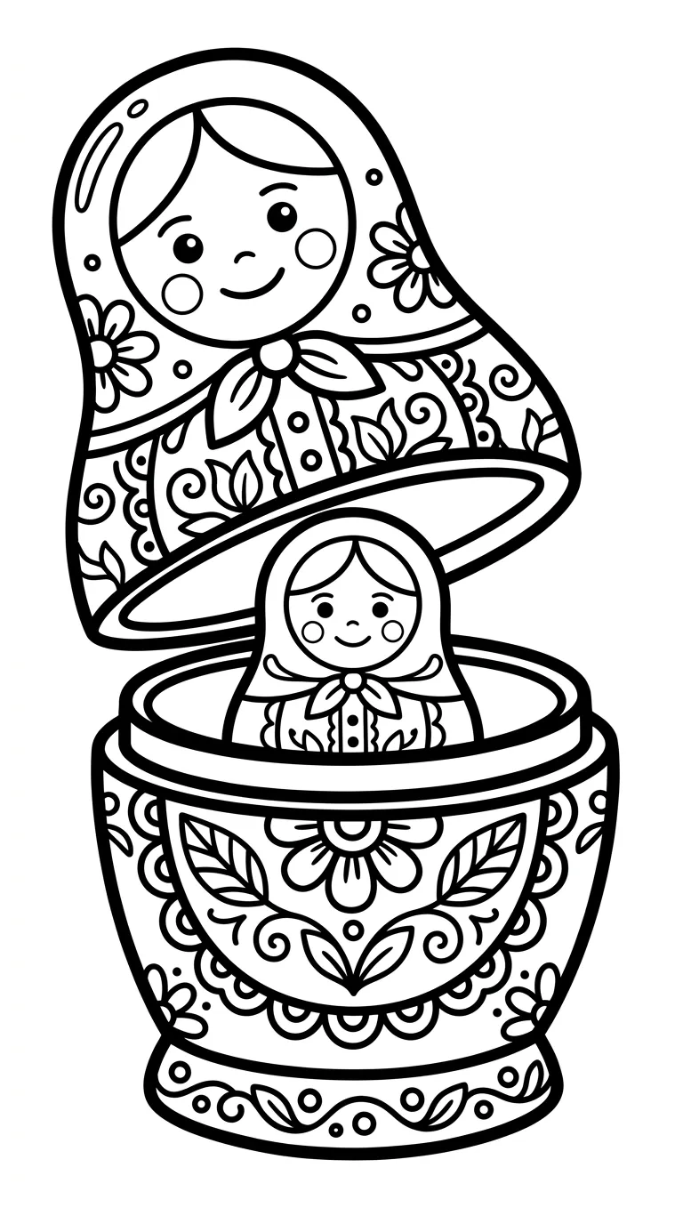 coloriage Matriochkas a colorier en ligne 1