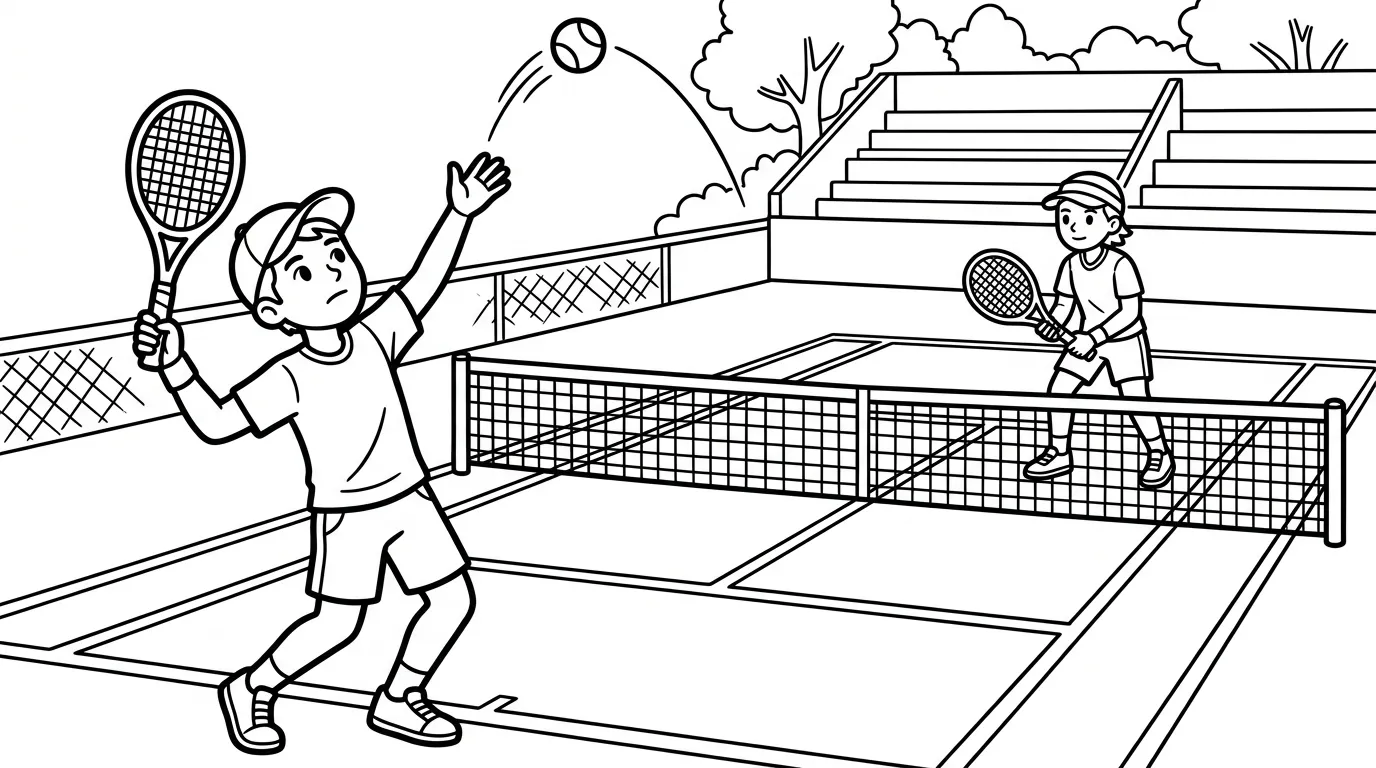 coloriage Tennis à imprimer pour enfant de 8 ans