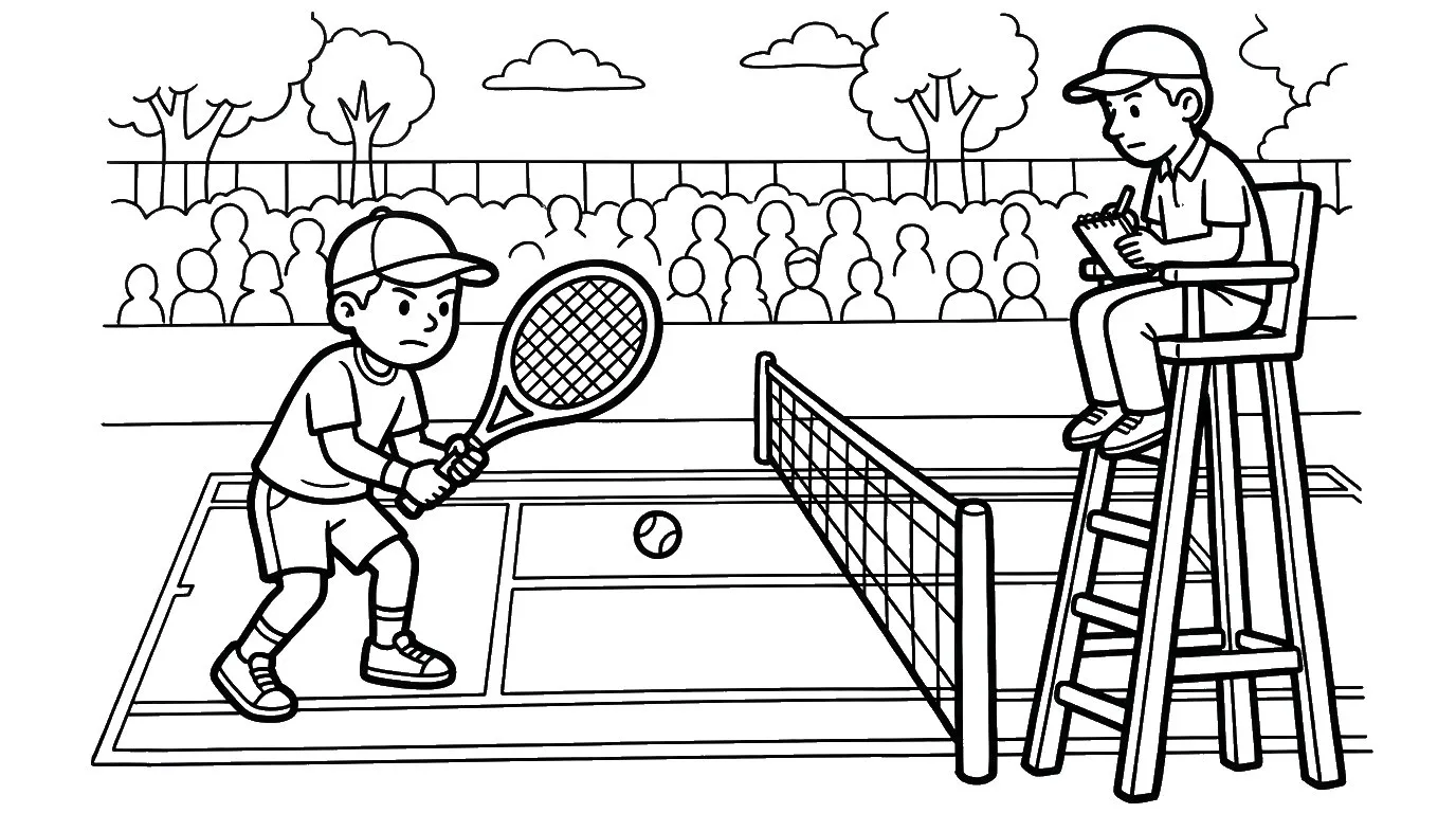 coloriage Tennis à imprimer kawaii